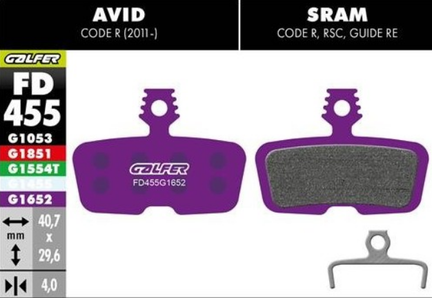 PASTIGLIA FRENI A DISCO GALFER VIOLA PER FRENI SRAM