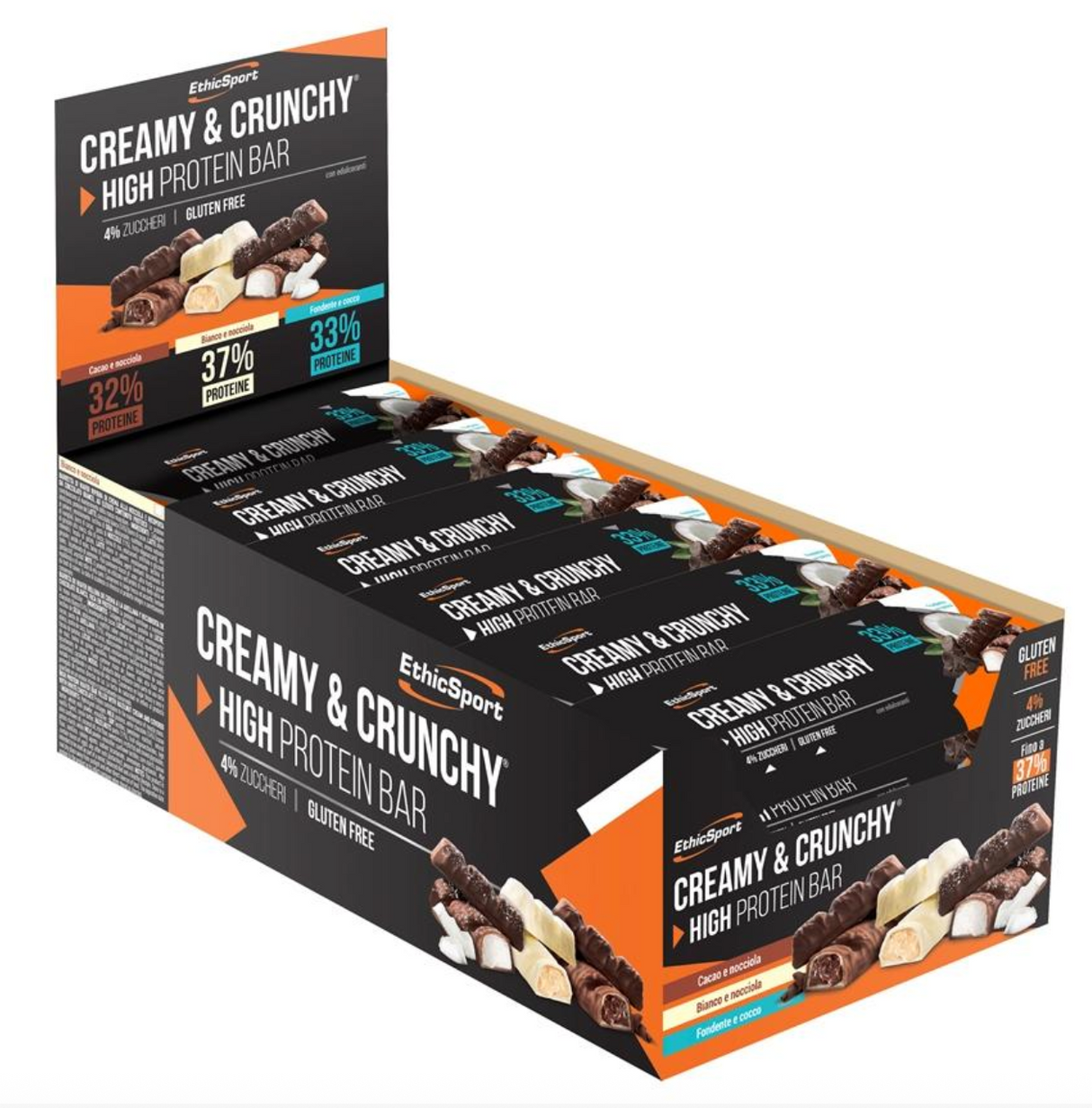 BOX BARRETTE ETHICSPORT CREAMY&CRUNCHY FONDENTE E COCCO