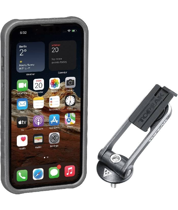 CUSTODIA RIDECASE PER IPHONE 13 NERA/GRIGIA CON SUPPORTO INCLUSO