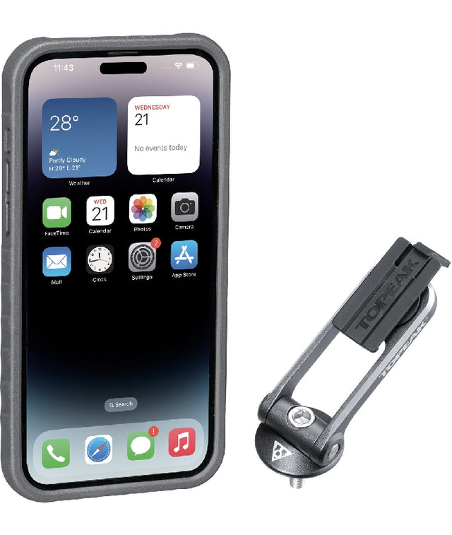 CUSTODIA RIDECASE PER IPHONE 14 PRO MAX NERA/GRIGIA CON SUPPORTO INCLUSO