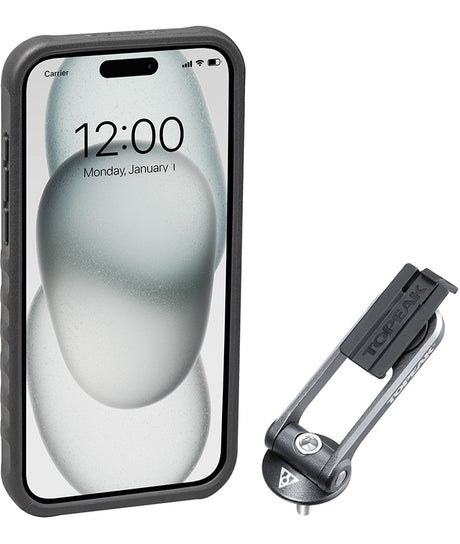 CUSTODIA RIDECASE PER IPHONE 15 PLUS NERA/GRIGIA CON SUPPORTO INCLUSO