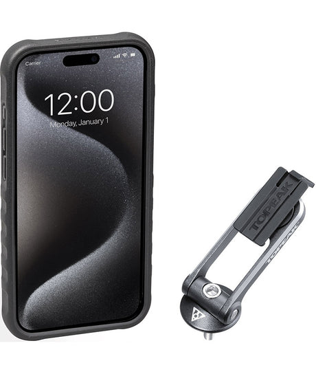 CUSTODIA RIDECASE PER IPHONE 15 PRO NERA/GRIGIA CON SUPPORTO INCLUSO