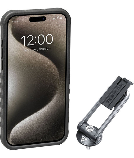 CUSTODIA RIDECASE PER IPHONE 15 PRO MAX NERA/GRIGIA CON SUPPORTO INCLUSO